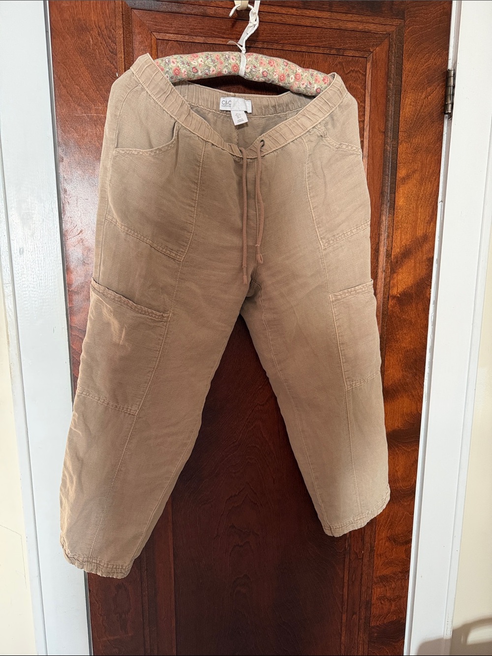 C&C California women Cargo Drawstring Pants in Tan